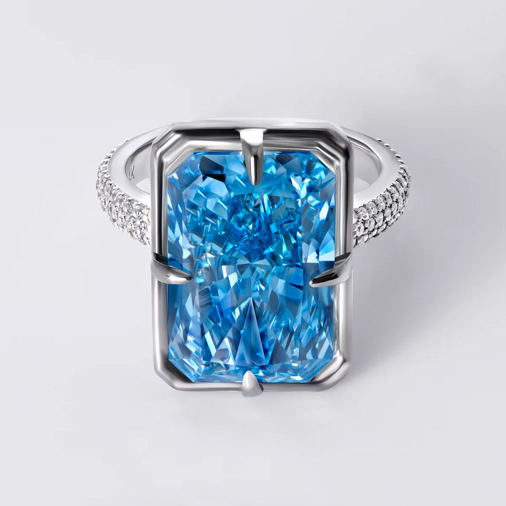 5 carat emerald fancy blue Vs IGI certified diamond Made  with 14k gold handcrafted  , Ring made with high quality E vs labgrown igi grown certified Diamond