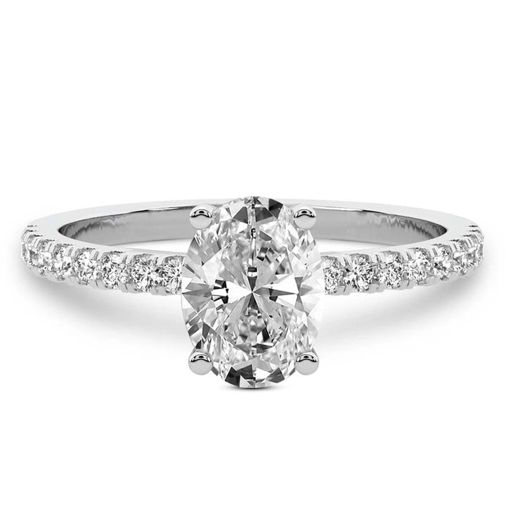iGI certified Diamond 6 carat center stone oval ring made in 14k gold engagement ring with diamond on side and hallow