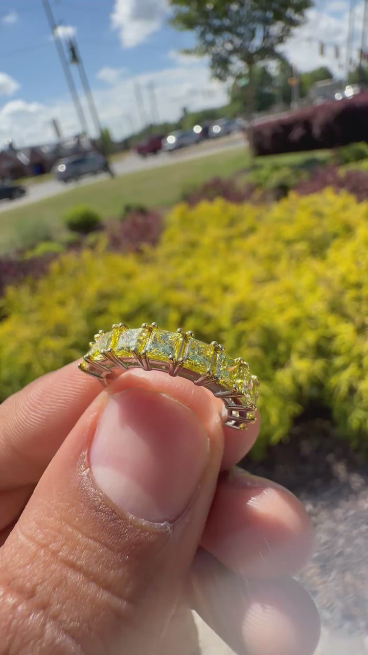 2.5 carat princess cut fancy yellow oval ring  handcrafted ring made with 14k gold in grown diamond