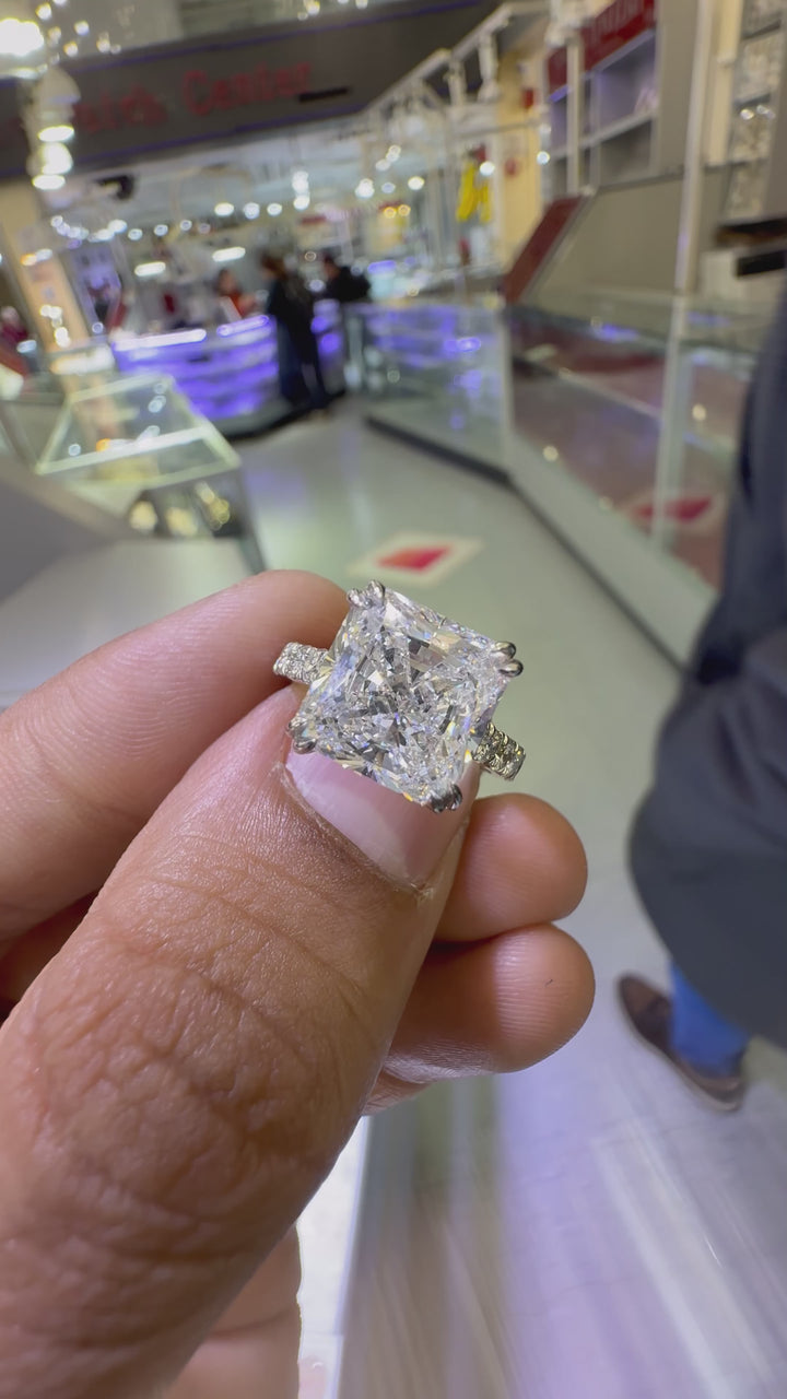 5  carat special cut Square Radiant  Ring made with 14k gold handcrafted with highest color grade labgrown diamond E vs1 igi certified