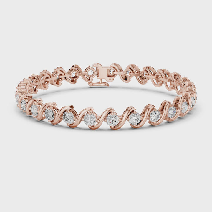 6 carat VVS stone bracelet handcrafted in grown diamond with Highest color E made in 14k rose gold  gold