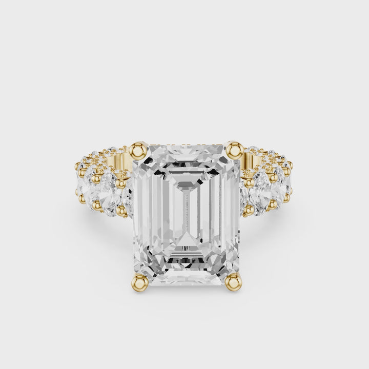 6 carat center stone radiant  shape in EF VS Eye Clean stone IGI certified diamond engagement ring handcrafted made in 14k gold