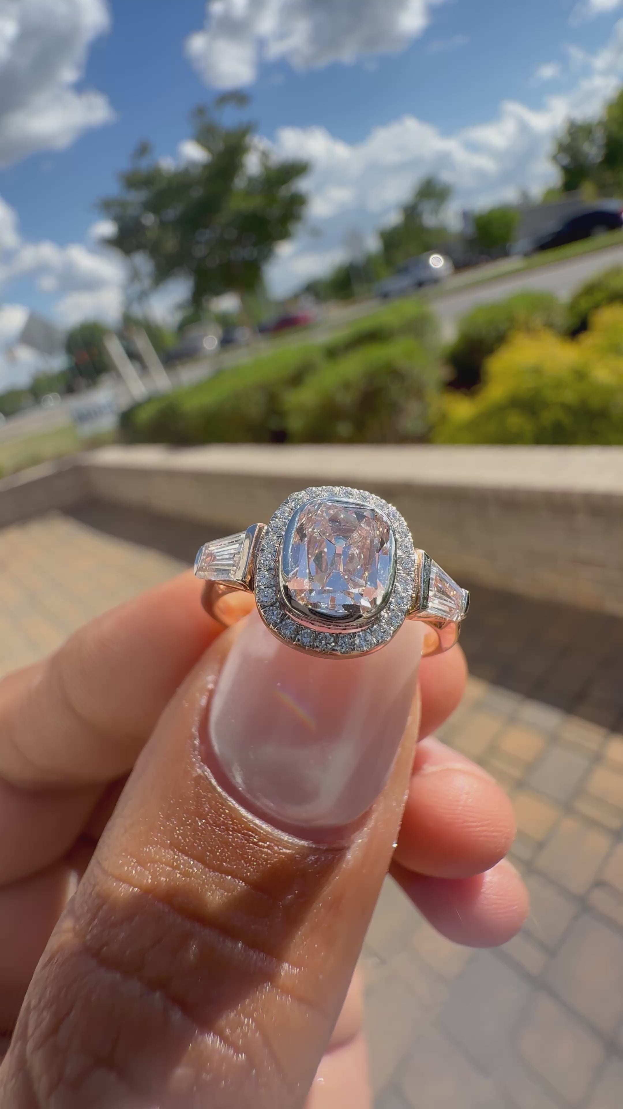 2 carat old mine cut E vs 1 IGI certified made with special cut on side carat handcrafted in grown diamond 14k gold