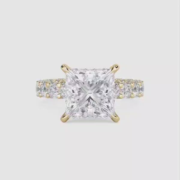 4 carat E VVS princess cut Engagement Ring  handcrafted in  14k gold made with highest color grade E vvs Igi certified stone lab-grown diamond