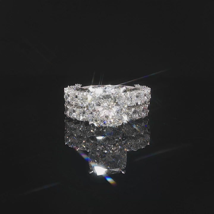 5 carat cushion cut VVS  engagement ring made in 14k gold handcrafted with made in  igi vs highest color grade with lab-grown Diamond certified