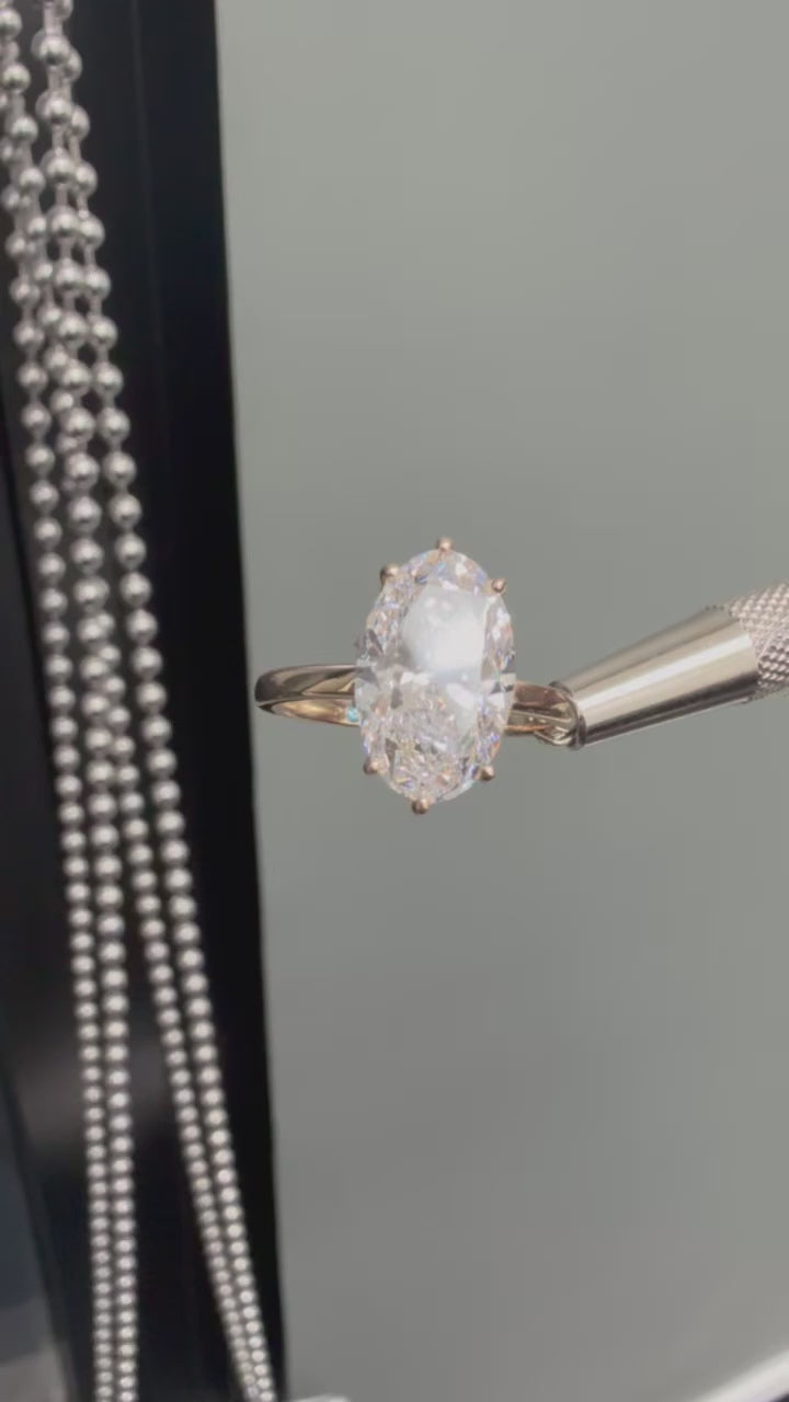 5 carat Oval vs  Ring made with 14k gold  , igi certified highest color clarity E made with lab-grown diamond igi certified