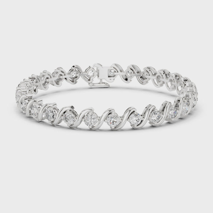6 carat VVS stone bracelet handcrafted in grown diamond with Highest color E made in 14k white  gold