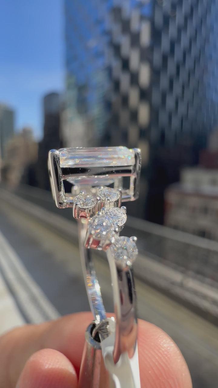 5 carat vvs Ring made In  Emerald cut center stone in Rose gold  , Handcrafted with vvs igi certified grown Diamond