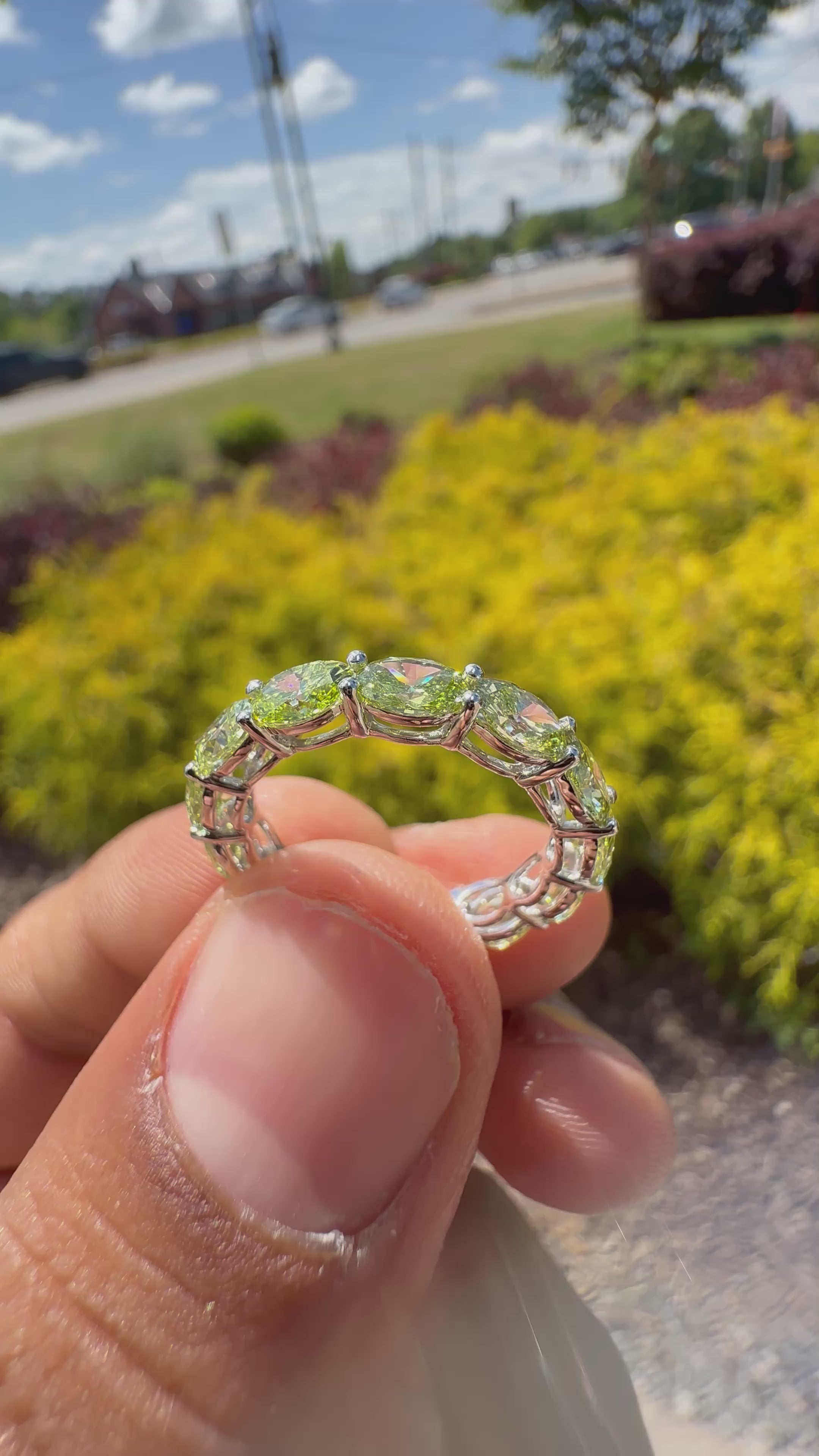 4  carat oval band fancy green ring  vvs  handcrafted ring made with 14k gold in grown diamond