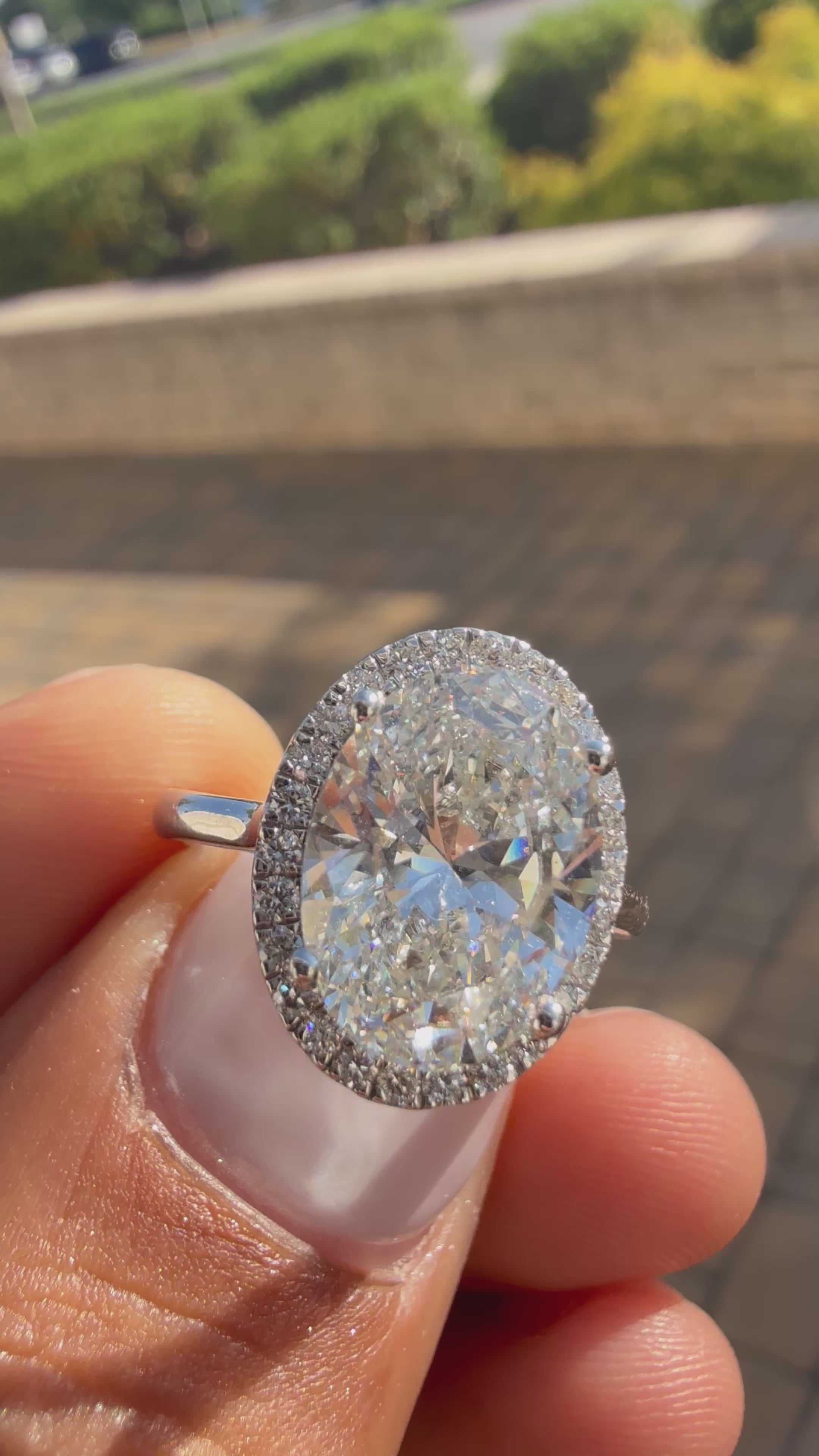 3 carat oval cut ring cut E vs IGI certified 3 carat center stone with special cut on side stone highly handcrafted in grown diamond 14k gold
