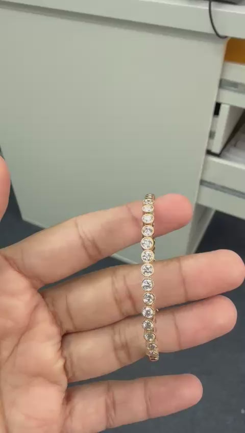 10 carat diamond rose gold special design bangel VVS stone  handcrafted in grown diamond with Highest color E made in 14k rose gold