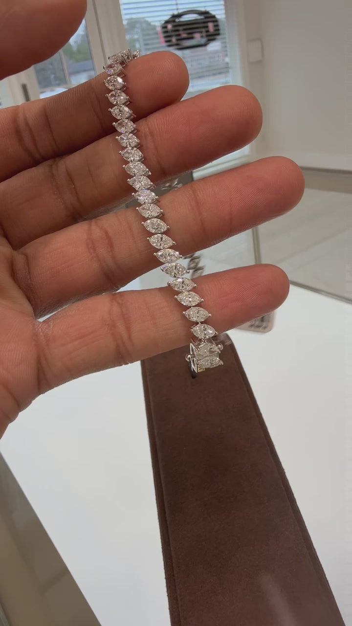 10 carat marquis fancy shape braclet , stone handcrafted with VVS clarity grown diamond handcrafted made in 14k gold